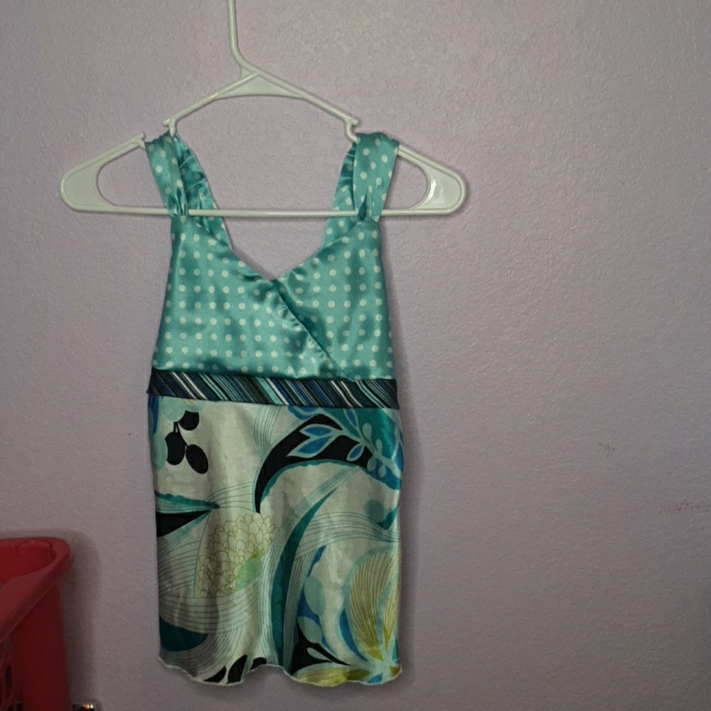 Blue polka dot top